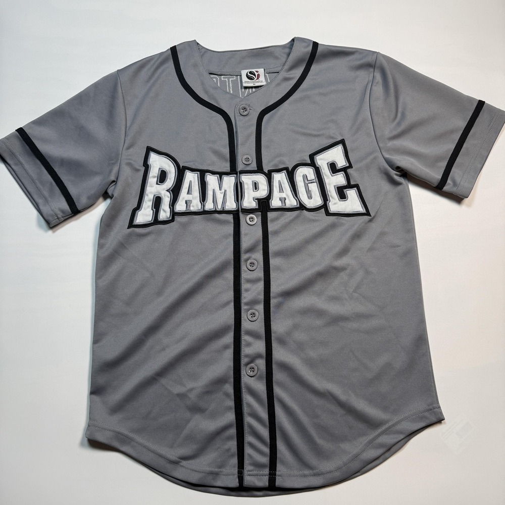 Vintage San Antonio Rampage‎ Baseball Jersey Mens Medium Gray Hockey Button